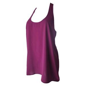 Frenchi Tank Top Women L Purple Sheer Race‎ Back Sleeveless Blouse Relaxed Fit